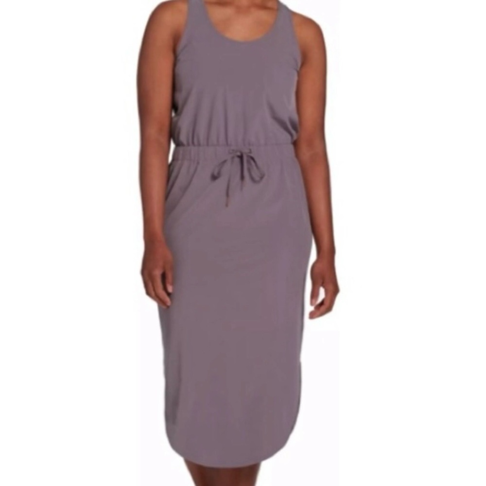 NWOT CALIA by Carrie Underwood Blue Scoop Neck Midi Sundress. color: NAVY BLUE
